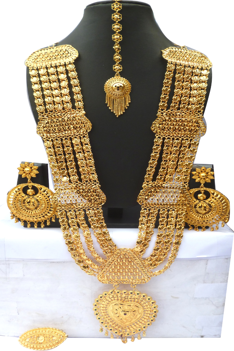 22K Gold 'Lakshmi' Long Necklace (Temple Jewellery) - GN1580